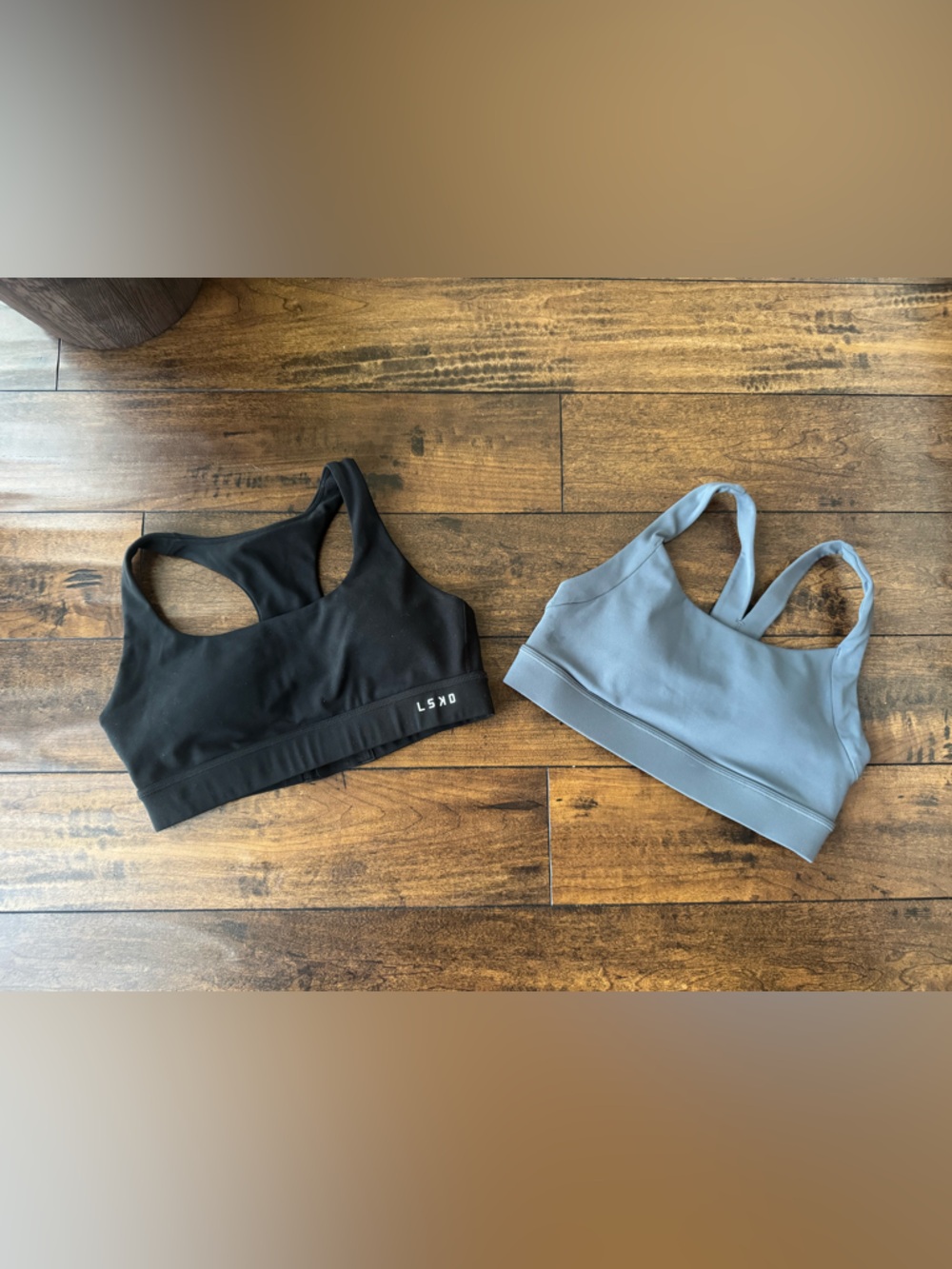 LSKD Sports Bra Set of 2- Black & Slate Blue